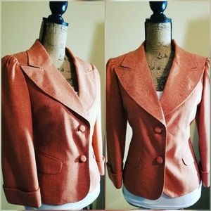 Orange Button down Blazer with cuff sleeves